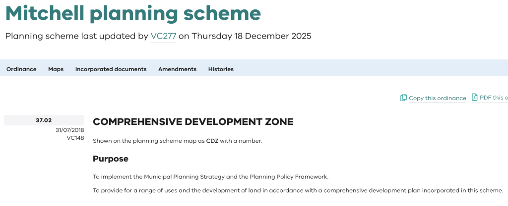 Excerpt from a local government planning scheme document.